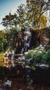 Country park. Waterfall. A warm summer evening. Royalty Free Stock Photo