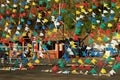 Country party with colorful flags