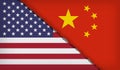 Country relations. USA and China trade disputes concept. flag United States of America and Chinese flag
