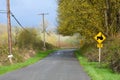 Country road in America with farming signpost