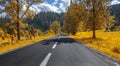 Country road among the autumn landscape. Royalty Free Stock Photo