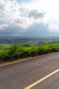 Country road with blue sky and white clouds, Thailand. Travel background Royalty Free Stock Photo