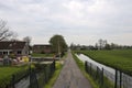 Country road called Tweede Tochtweg in zuidplaspolder in Nieuwerkerk aan de IJssel