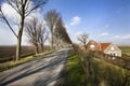 Country road on a in Dutch polder landscape Royalty Free Stock Photo