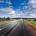 Country road disappearing into the distance. Panorama. Royalty Free Stock Photo