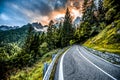 Country road at the european alps, Dolomites. Royalty Free Stock Photo