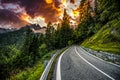 Country road at the european alps, Dolomites. Royalty Free Stock Photo