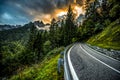 Country road at the european alps, Dolomites. Royalty Free Stock Photo