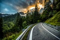 Country road at the european alps, Dolomites. Royalty Free Stock Photo