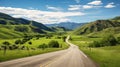 Country road and green mountains in summer Royalty Free Stock Photo