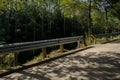 Country road with guardrail in woods