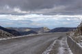 Country road in the highlands Greece, Peloponnese on a winter, snowy day Royalty Free Stock Photo