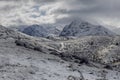 Country road in the highlands Greece, Peloponnese on a winter, snowy day Royalty Free Stock Photo