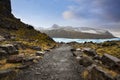 Country road in Iceland. Svinafellsjokull, Svinafell Glacier Royalty Free Stock Photo