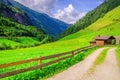 Country road leading to the alpine houses, Austria Royalty Free Stock Photo