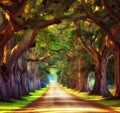 Country Road Lined with trees Royalty Free Stock Photo