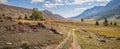 Country road in a mountain valley Royalty Free Stock Photo