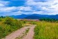 Country road Rhodope Mountains meadow Bulgaria Royalty Free Stock Photo