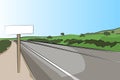 Country road with signal - Vector illustration