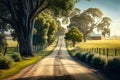 Country road in the suburbs in the summer. Barn and fence. Royalty Free Stock Photo