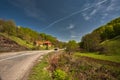 Country road on sunny summer day