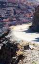 Country road to berber village with cubic houses in Atlas mountains, Morocco Royalty Free Stock Photo