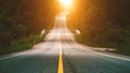 Country road, With Trees Beside Concept, Road through the green field and clouds on blue sky in summer day Royalty Free Stock Photo