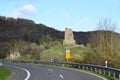 country road view ruin of Burg Coraidelstein in background