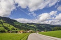 Country road in Westendorf, Brixental Valley in Tirolean Alps, Austria, Royalty Free Stock Photo