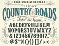 Country roads handcrafted retro typeface