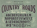 Country roads handcrafted retro typeface Royalty Free Stock Photo