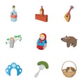 Country Russia icons set, cartoon style