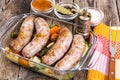 Country sausage with vegetables baked in the shape of glass Royalty Free Stock Photo