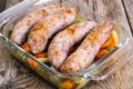 Country sausage with vegetables baked in the shape of glass Royalty Free Stock Photo