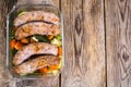 Country sausage with vegetables baked in the shape of glass Royalty Free Stock Photo