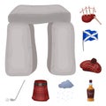 Country Scotland cartoon icons in set collection for design. Sightseeing, culture and tradition vector symbol stock web Royalty Free Stock Photo