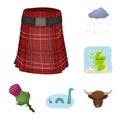 Country Scotland cartoon icons in set collection for design. Sightseeing, culture and tradition vector symbol stock web Royalty Free Stock Photo