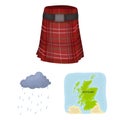 Country Scotland cartoon icons in set collection for design. Sightseeing, culture and tradition vector symbol stock web Royalty Free Stock Photo