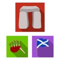 Country Scotland flat icons in set collection for design. Sightseeing, culture and tradition vector symbol stock web Royalty Free Stock Photo