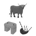 Country Scotland monochrome icons in set collection for design. Sightseeing, culture and tradition vector symbol stock Royalty Free Stock Photo