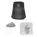 Country Scotland monochrome icons in set collection for design. Sightseeing, culture and tradition vector symbol stock Royalty Free Stock Photo