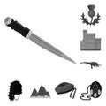 Country Scotland monochrome icons in set collection for design. Sightseeing, culture and tradition vector symbol stock Royalty Free Stock Photo