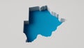 Country shape of Botswana 3d illustration Map 3d inner extrude map Sea Depth with inner shadow. For web and print