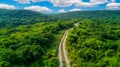 Country side green hills and lonely pathway Royalty Free Stock Photo