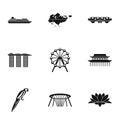 Country Singapore icons set, simple style