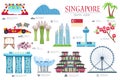 Country Singapore travel vacation guide of goods, places and features. Set of architecture, items, nature background Royalty Free Stock Photo