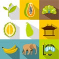 Country Sri Lanka icons set, flat style