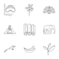 Country Sri Lanka icons set, outline style