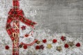 Country style christmas background with red green checked ribbon Royalty Free Stock Photo