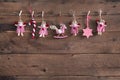 Country style christmas handmade decoration hanging on an old ru Royalty Free Stock Photo